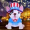 5FT Patriotic Inflatable USA Puppy Dog with LED Lights – 4th of July Independence Day Blow Up Yard Decoration Outdoor Garden Lawn Holiday Party Decor with Stakes, Ropes & Storage Bag